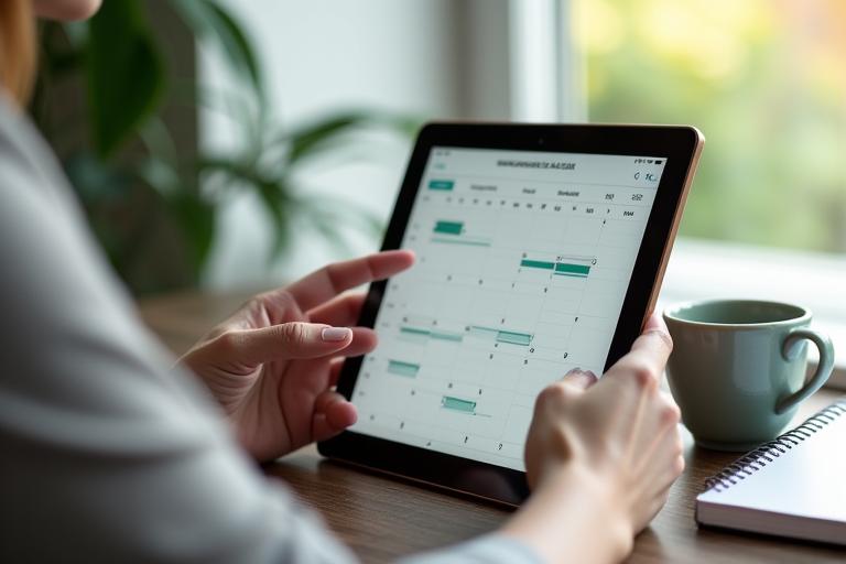 Persona usando una tableta para reservar una cita online, destacando la comodidad digital