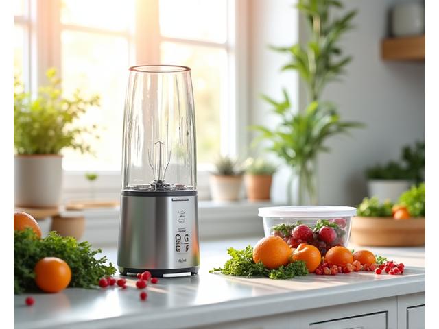 Electrodomésticos de cocina modernos para preparación de smoothies y alimentos saludables.