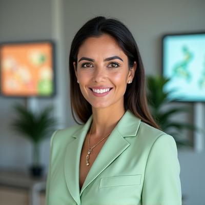 Retrato profesional de Elena García, Nutricionista Clínica.